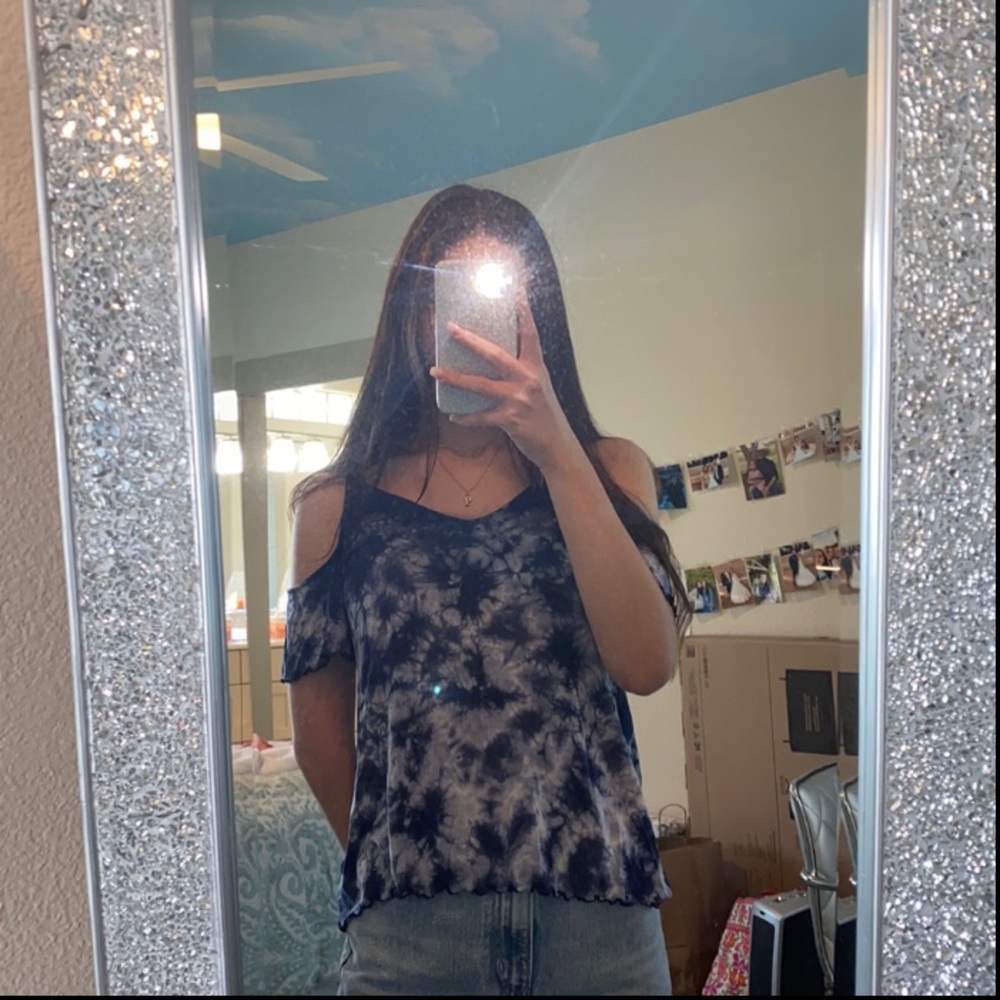 Blue Tie Dye Off the Shoulder American Eagle Top